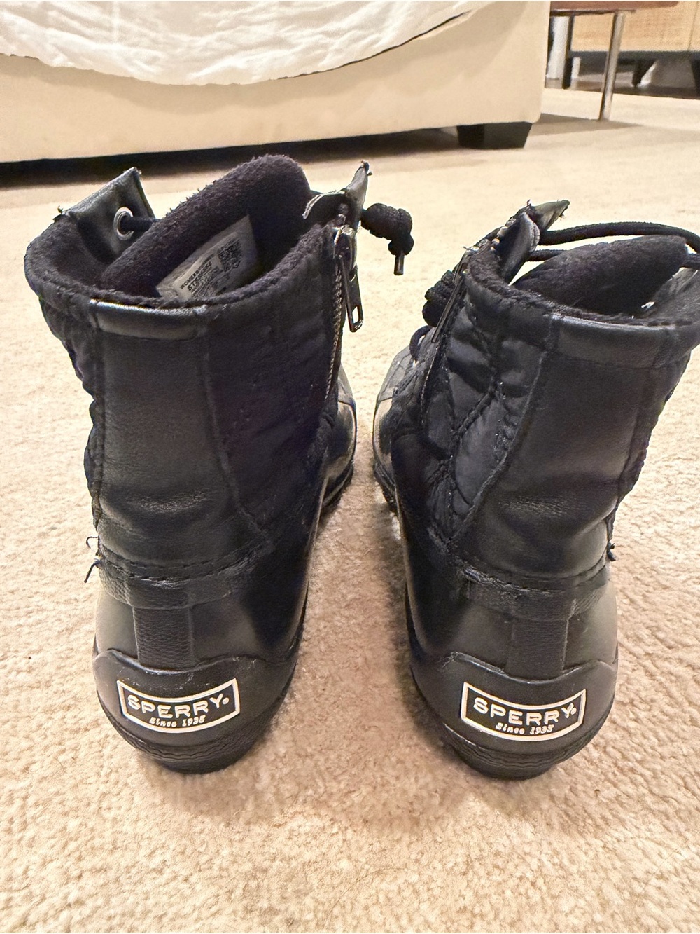 Sperry Kids Black Waterproof Lace-Up Boots